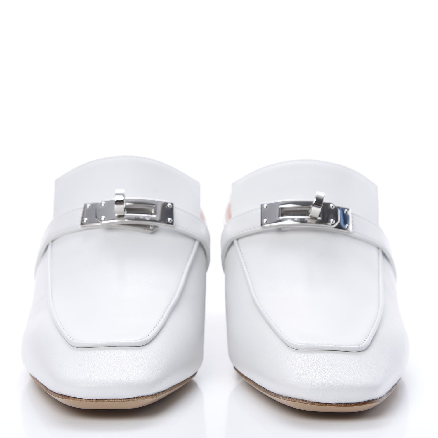 Hermes Calfskin Blossom Mules 38 White 2 of 9