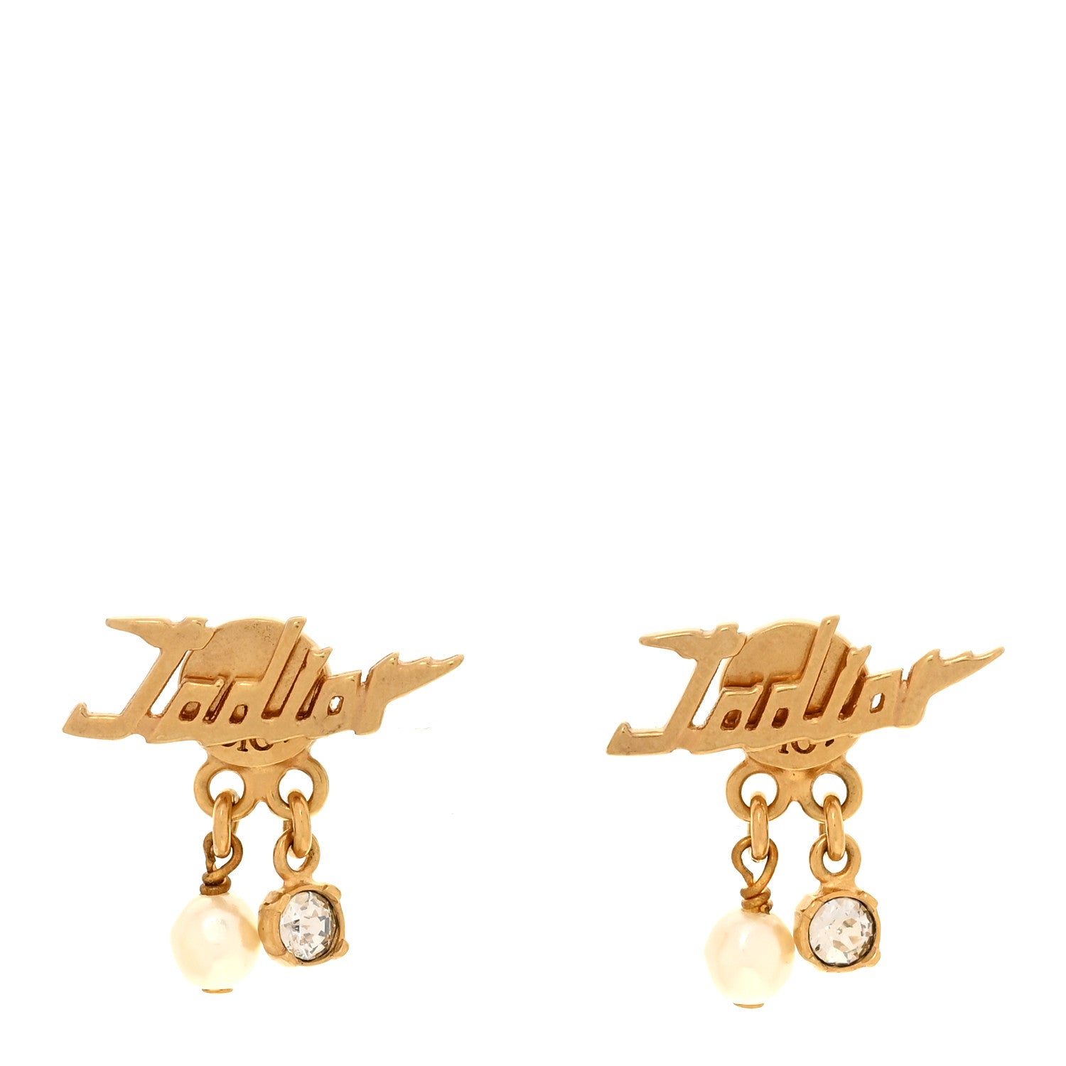 Christian Dior Crystal Pearl J'Adior Earrings Gold 1 of 5