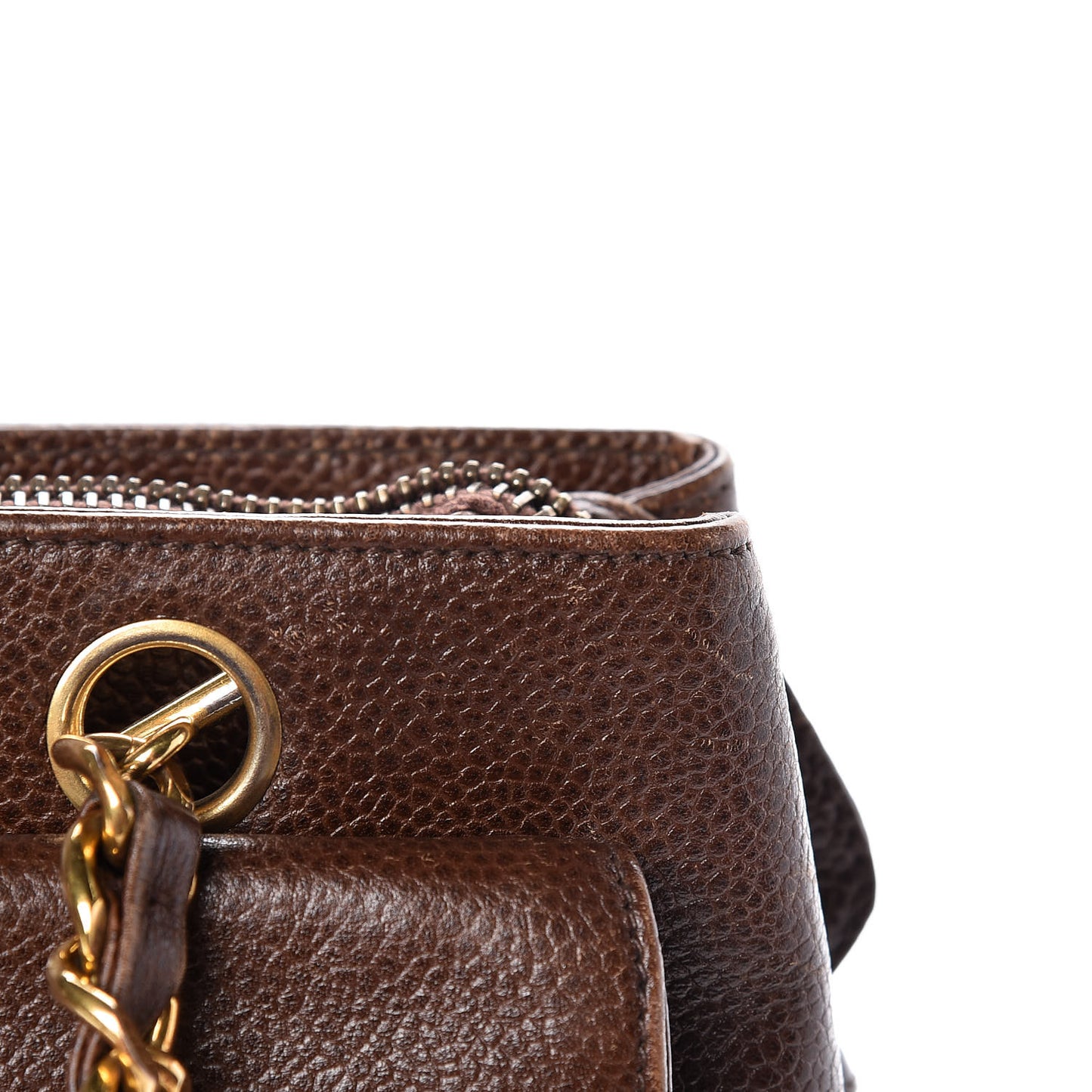 Caviar Flap Shoulder Bag Brown