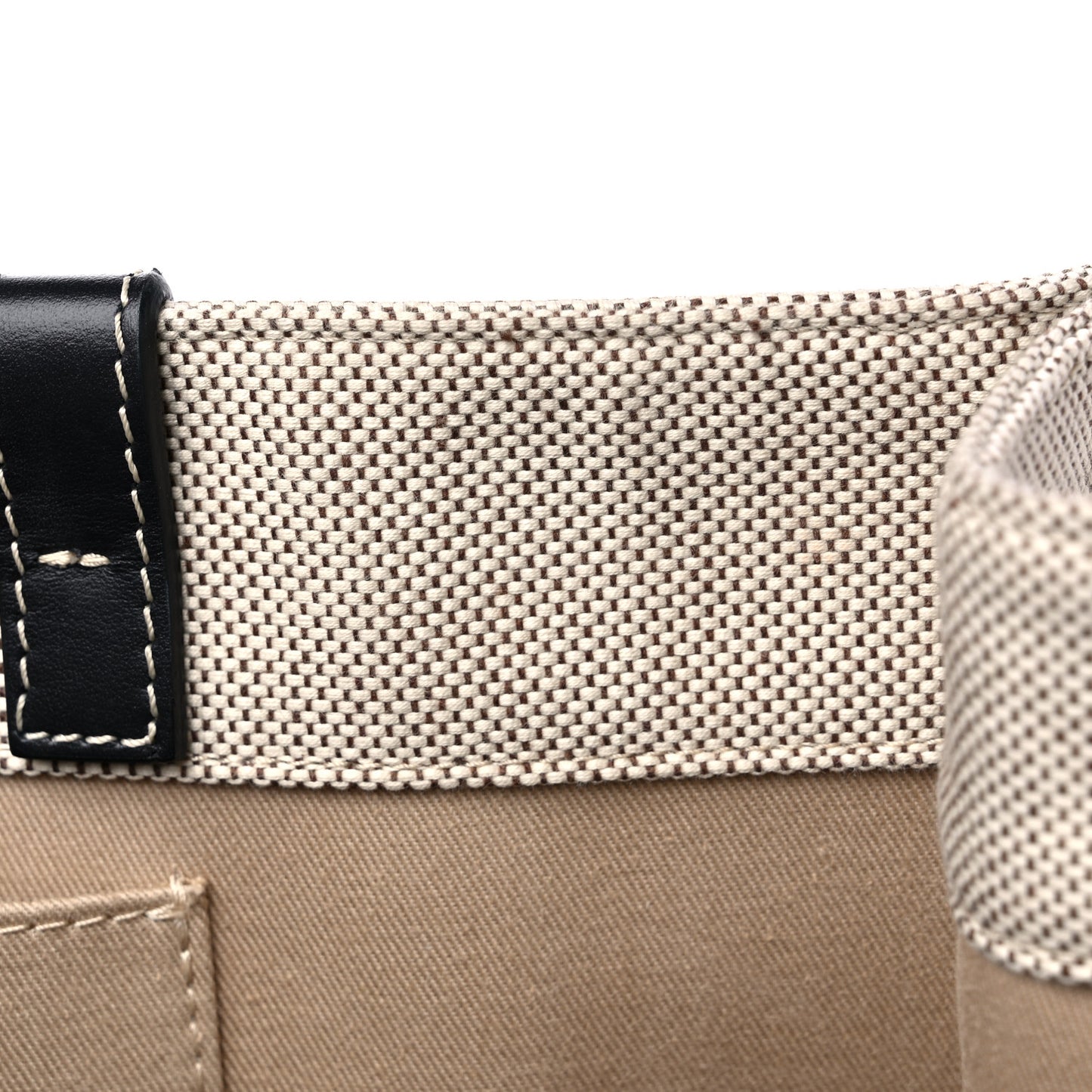 Cotton Calfskin Large Woody Ribbon Tote White Black