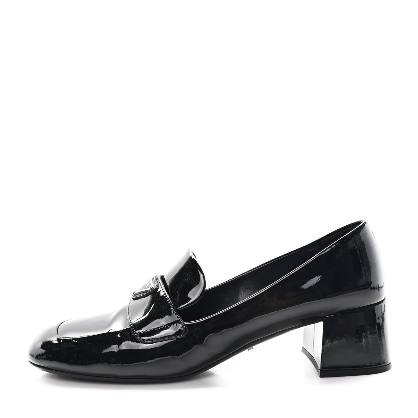 Vernice Metal Triangle Logo 45mm Loafer Pumps 38.5 Black