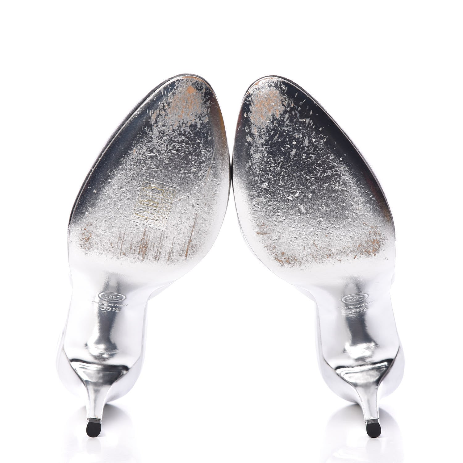 Chanel Metallic Goatskin CC Mules 38.5 Silver 7 of 13