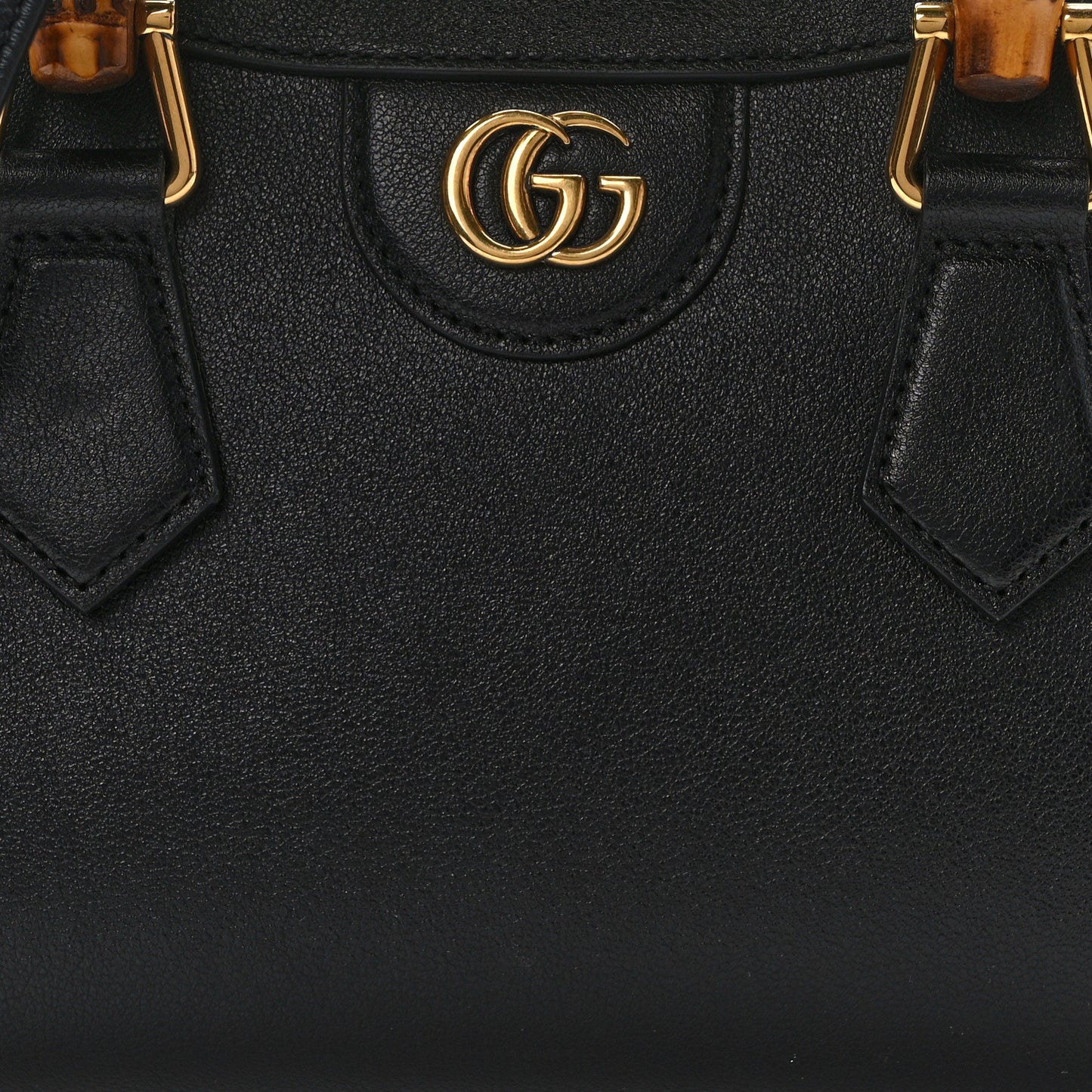 Wonka Grain Calfskin Mini Diana Tote Bag Black Yellow Fluo