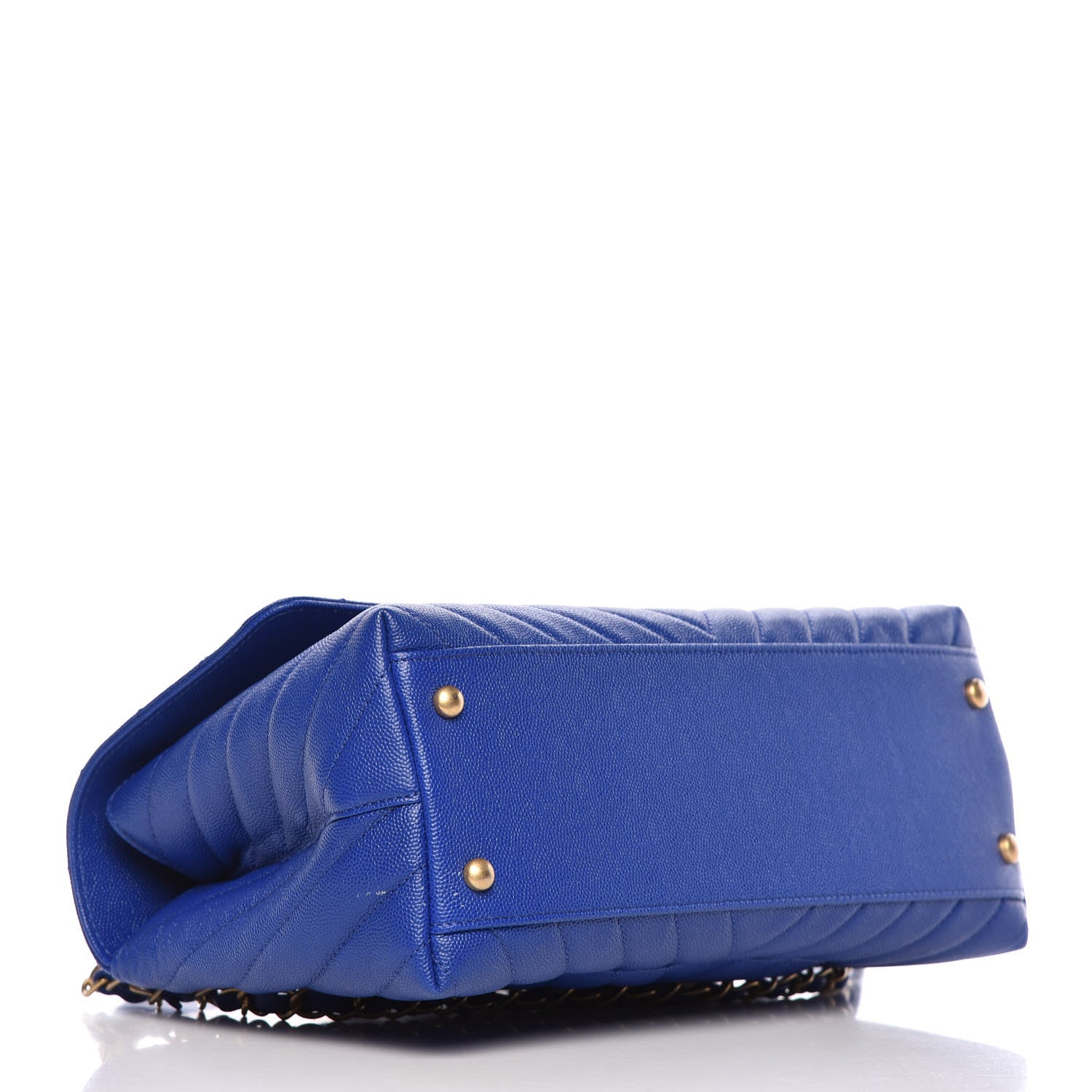 Chanel Caviar Chevron Quilted Small Coco Handle Flap Blue 4 of 11