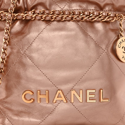 Chanel Metallic Calfskin Quilted Mini Chanel 22 Copper 8 of 12