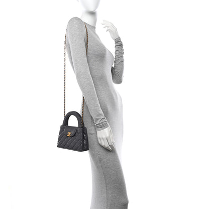 Chanel Shiny Aged Calfskin Quilted Nano Kelly Shopper Grey 2 of 10