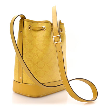 MCM Lauretos Spanish Calfskin Medium Himmel Drawstring Bucket Bag Lemon Gold 4 of 10