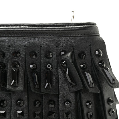 Prada Nappa Jeweled Fringe Wristlet Clutch Black 11 of 13