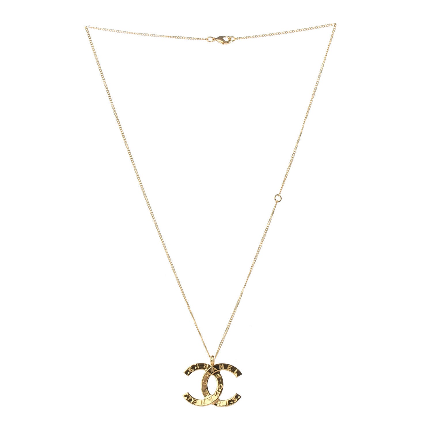 Chanel Metal CC Paris Button Necklace Gold 1 of 4