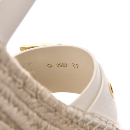 Christian Dior Calfskin D-Dior Espadrille Platform Sandals 37 White 8 of 9