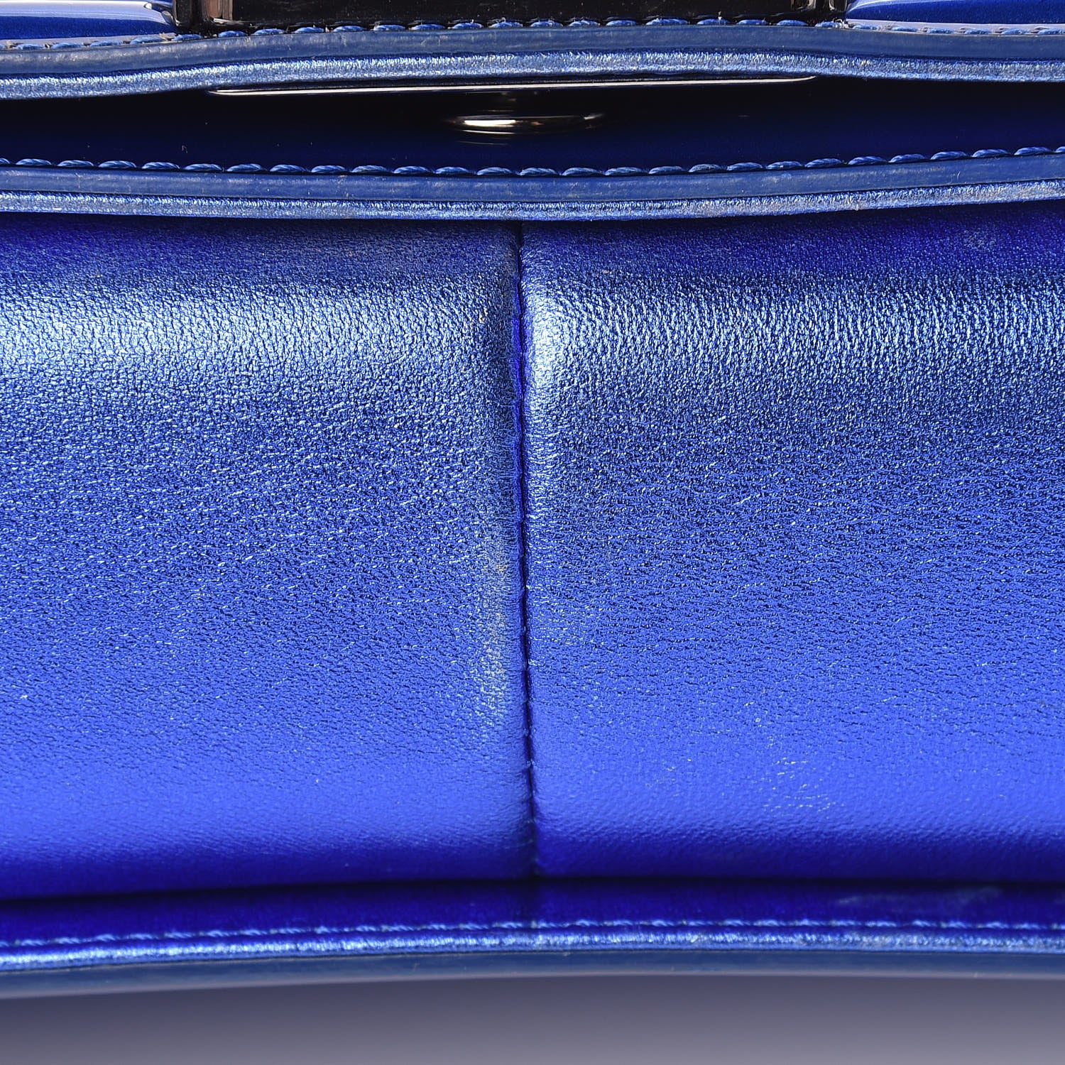 Chanel Metallic Patent Calfskin New Medium Boy Flap Blue 12 of 17