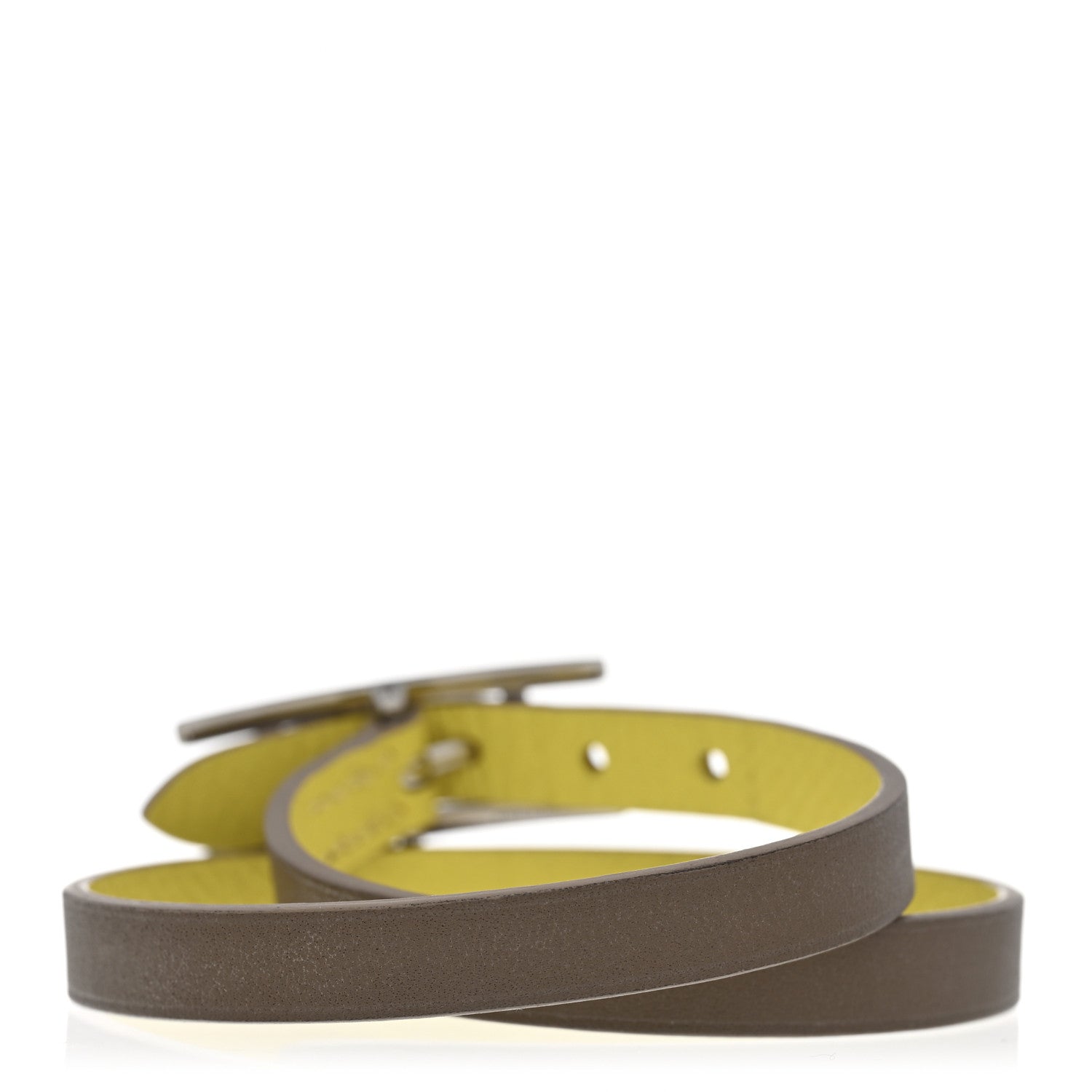 Hermes Epsom Swift Behapi Double Tour Bracelet XS Lime Etoupe 2 of 4