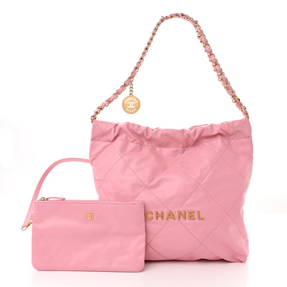 Chanel Shiny Calfskin Quilted Small Chanel 22 Light Pink 3 of 12