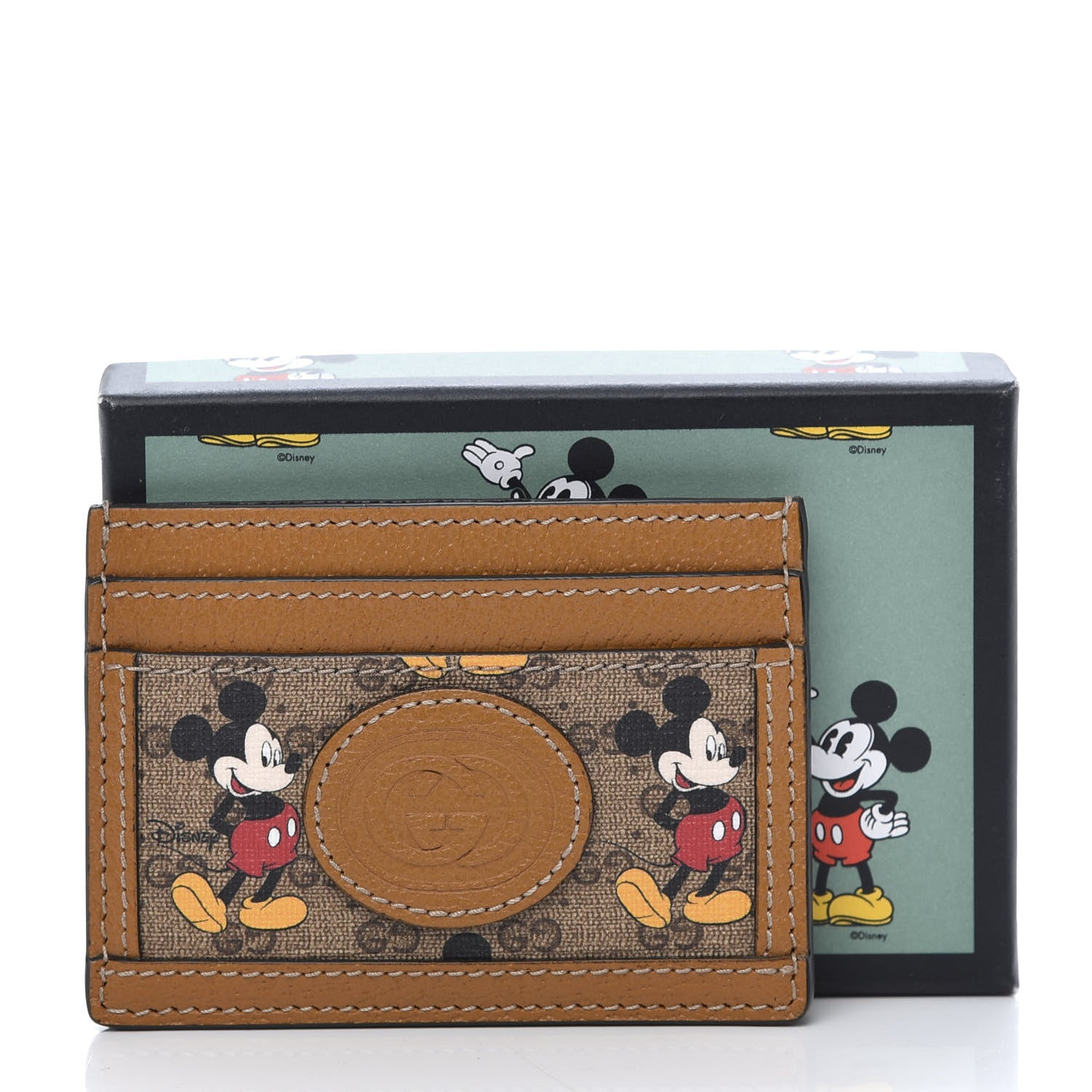 Gucci X DISNEY Mini Vintage GG Supreme Monogram Mickey Mouse Card Holder Beige Vintage Sun Oil 7 of 7