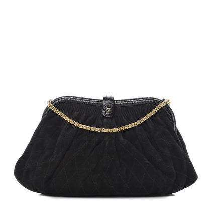 Chanel Suede Lizard Frame Clutch Black 1 of 16