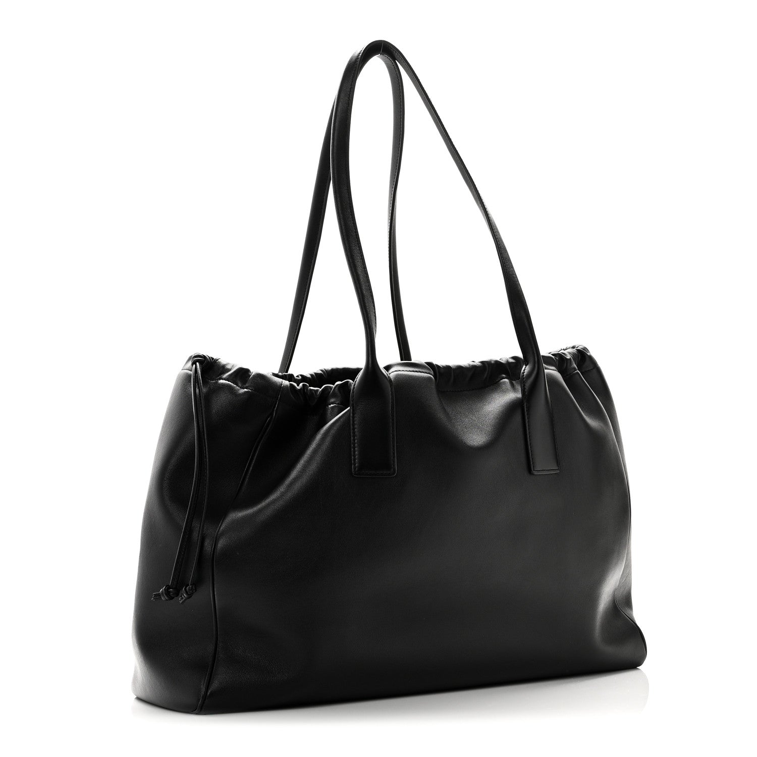 Celine Smooth Calfskin Cuir Triomphe Cabas Drawstring Black