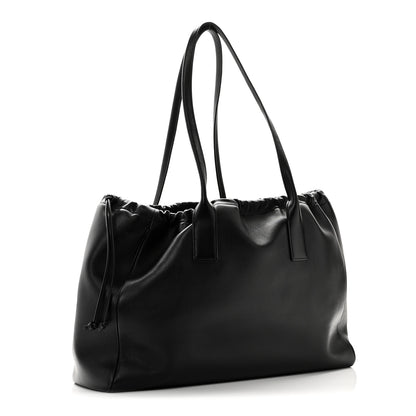 Celine Smooth Calfskin Cuir Triomphe Cabas Drawstring Black 3 of 9