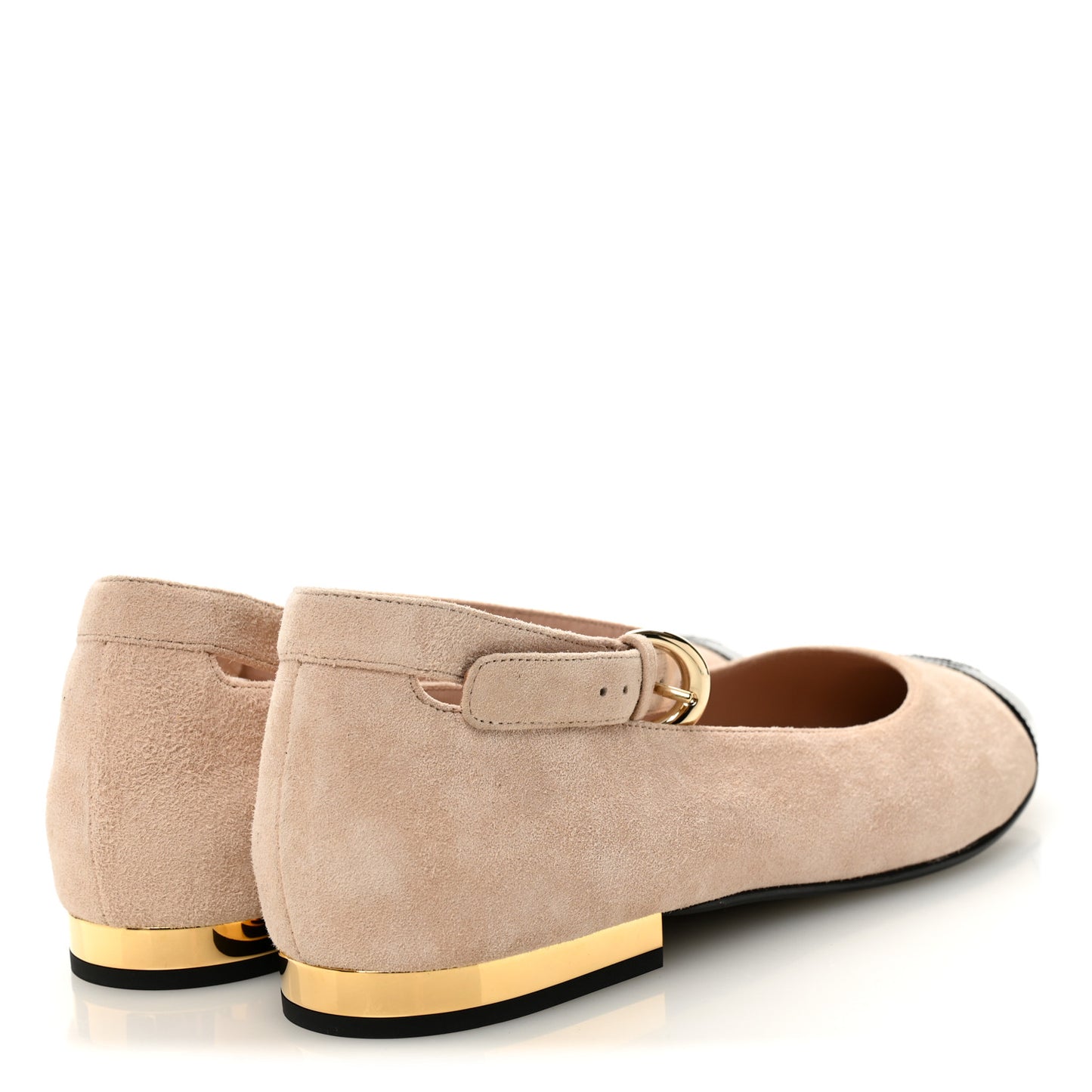 Suede Patent Cap Toe CC Mary Jane Flats 40 Light Pink Black