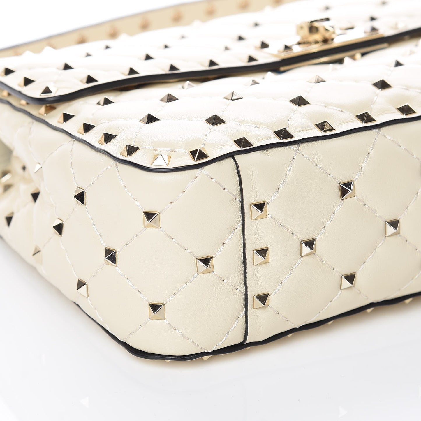 Nappa Medium Rockstud Spike Shoulder Bag Light Ivory