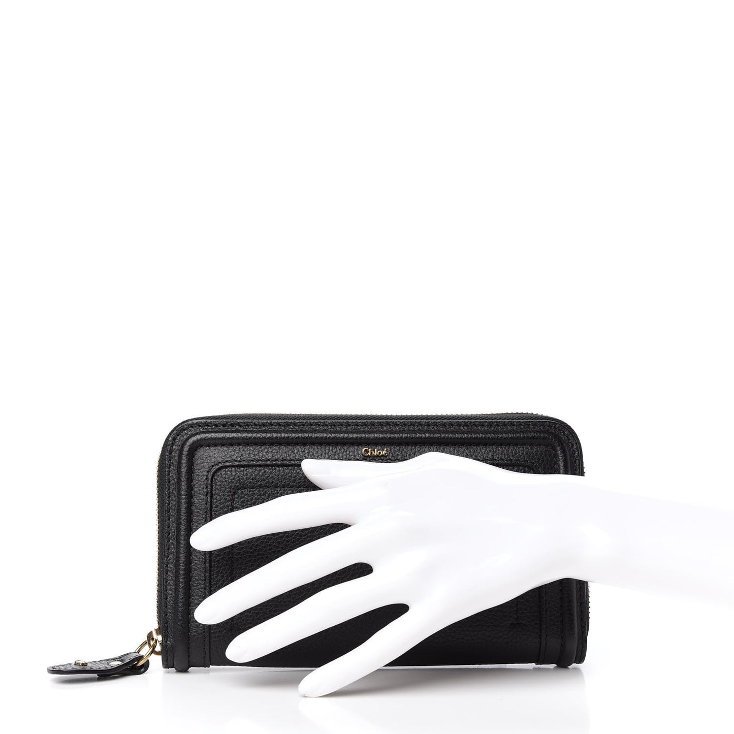 Grained Calfskin Paraty Long Zip Around Wallet Black
