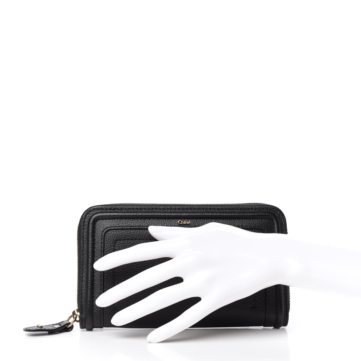 Chloe Grained Calfskin Paraty Long Zip Around Wallet Black 2 of 9