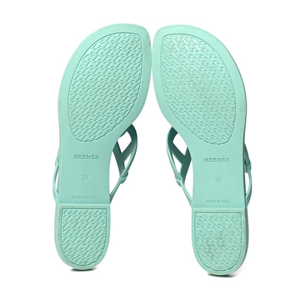 Hermes Rubber Womens Egerie Sandals 39 Vert Embrun 6 of 9