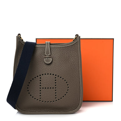 Hermes Taurillon Clemence Amazone Evelyne TPM Etoupe Bleu Indigo 10 of 10