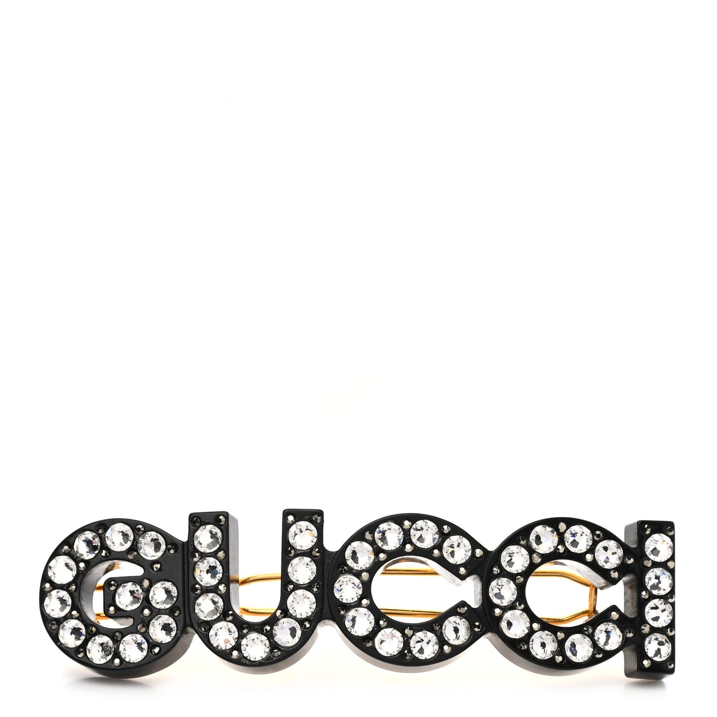 Resin Crystal Logo Hair Slide Black
