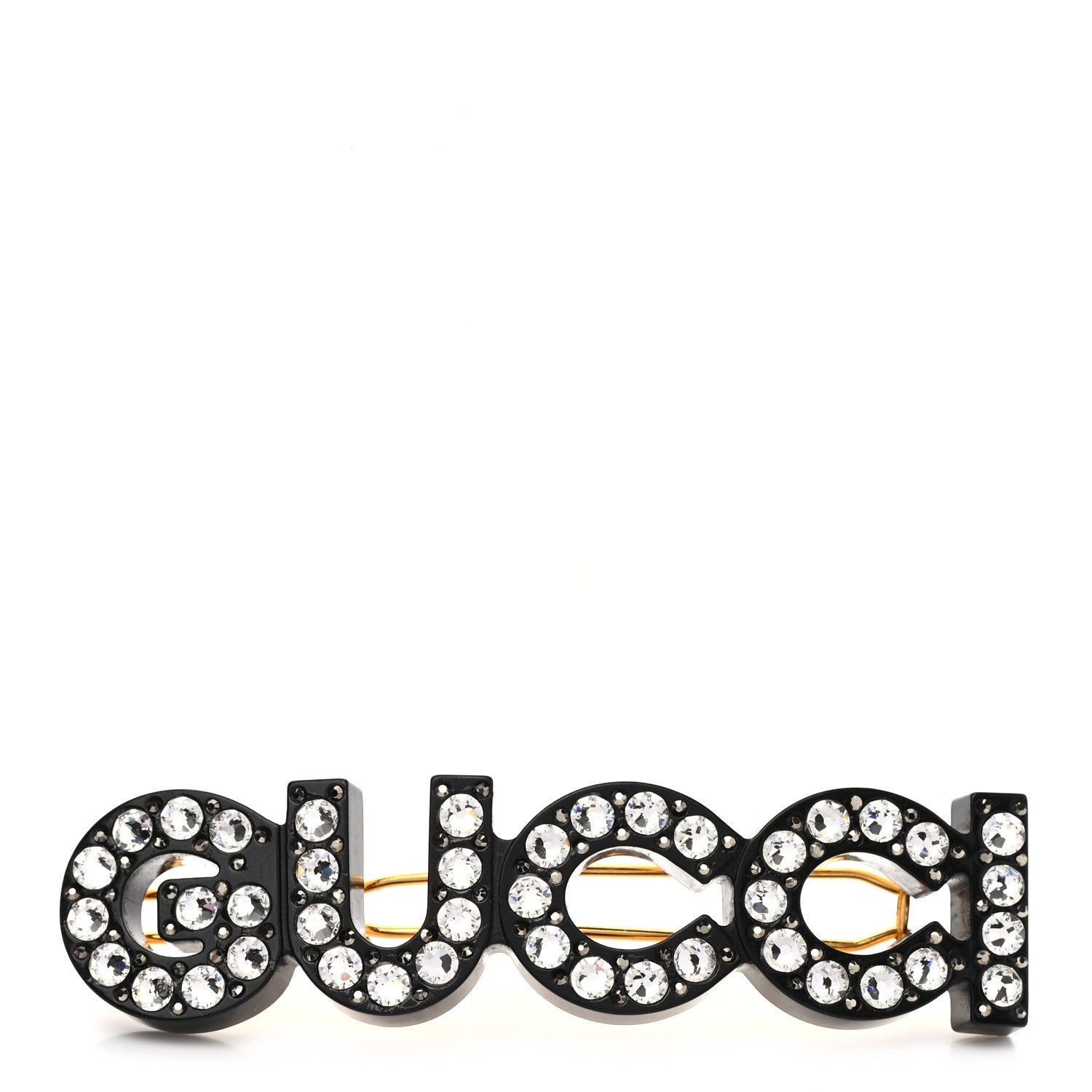 Gucci Resin Crystal Logo Hair Slide Black 1 of 3