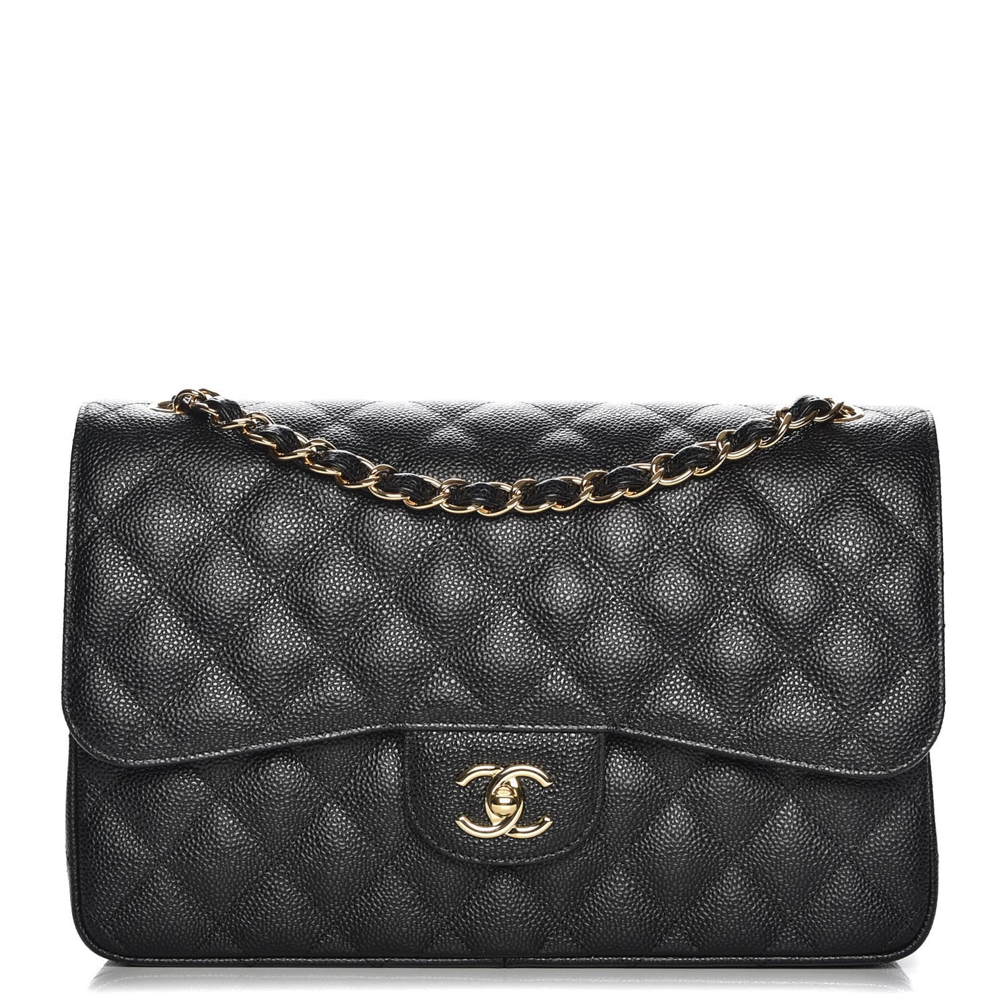 Caviar Quilted Jumbo Double Flap Black