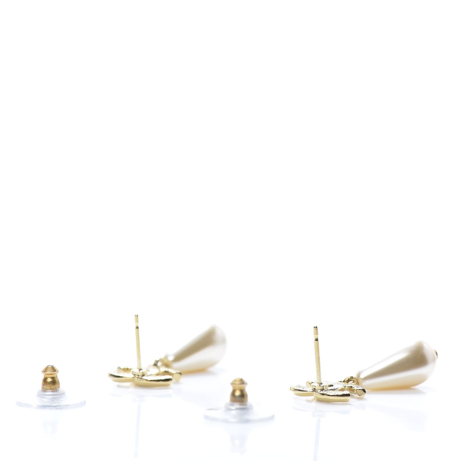 Chanel Metal CC Pearl Drop Earrings Gold 3 of 4