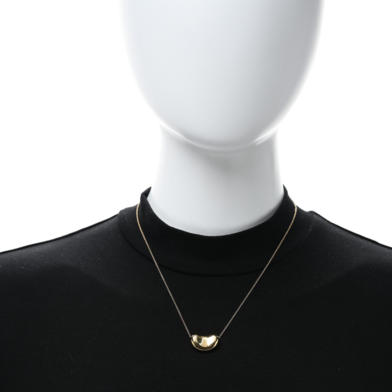 Tiffany 18K Yellow Gold 20mm Elsa Peretti Bean Pendant Necklace 3 of 5