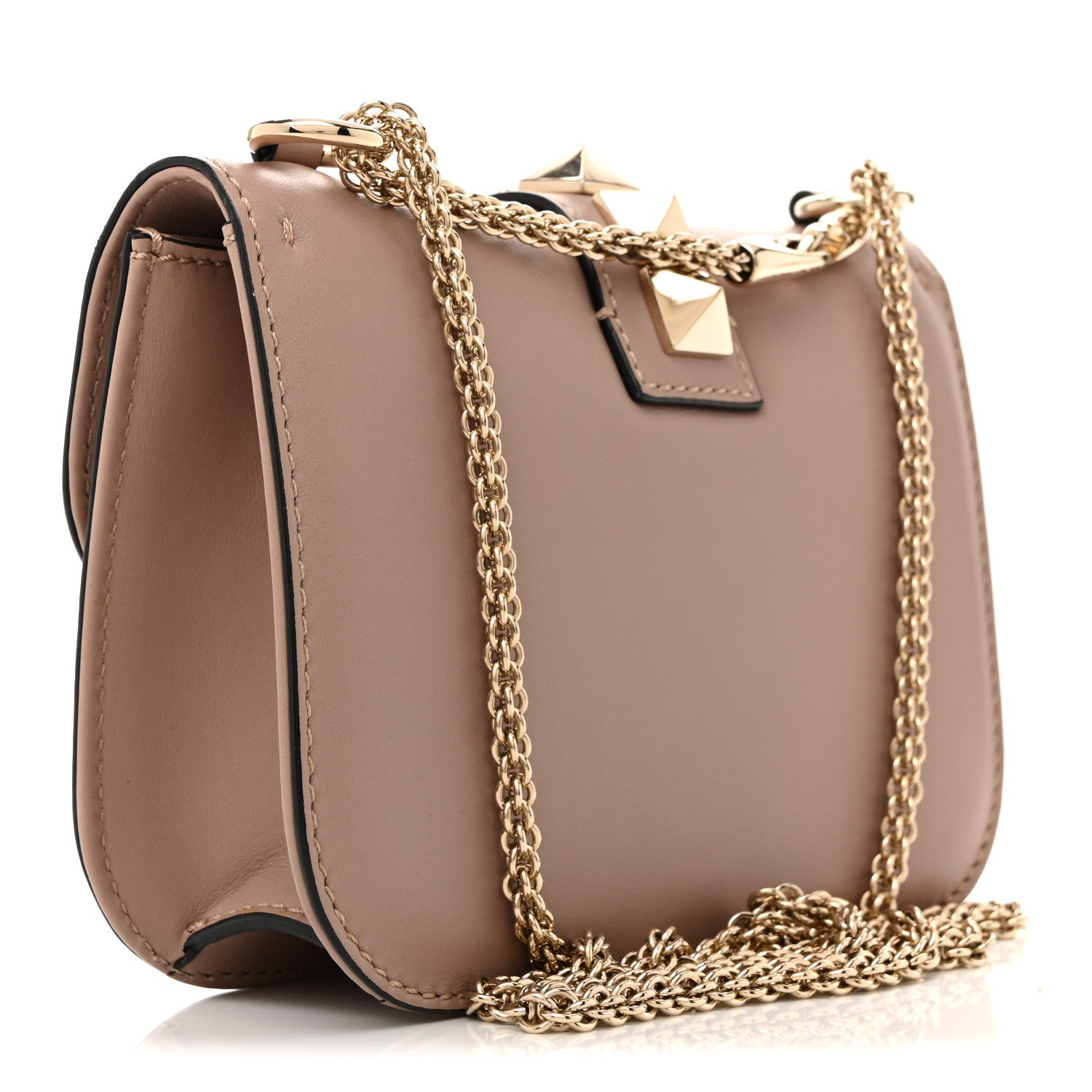 Valentino Garavani Vitello Small Glam Lock Rockstud Flap Poudre 3 of 12