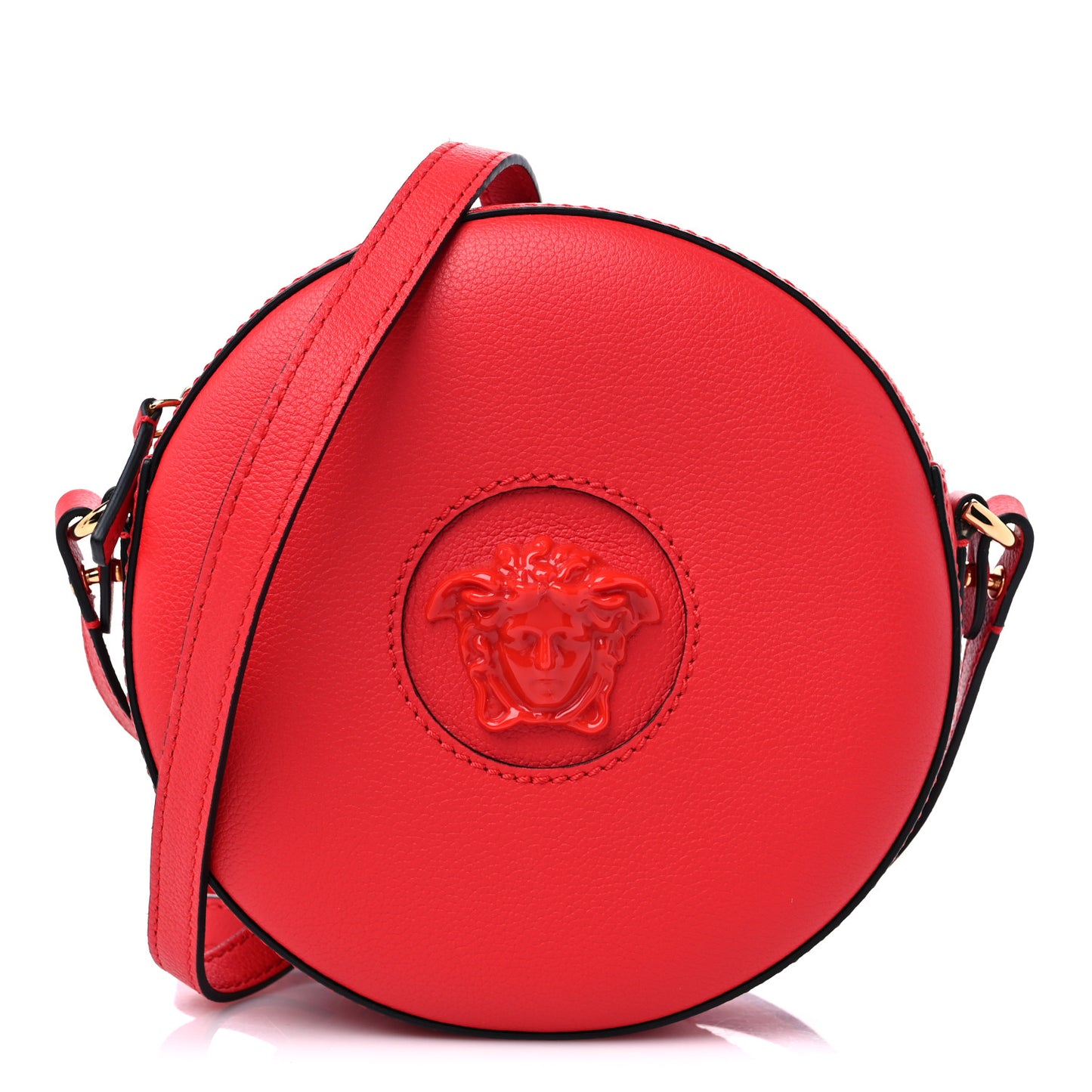Calfskin La Medusa Round Camera Bag Red
