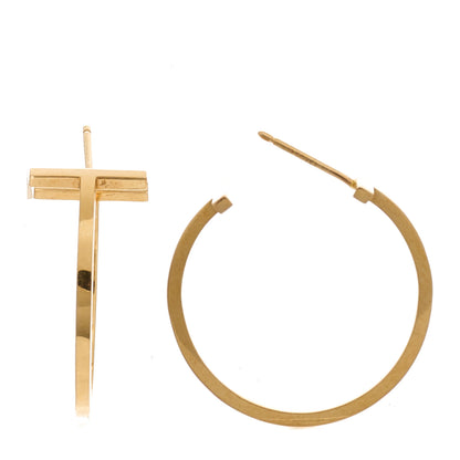 Tiffany 18K Rose Gold Medium T Wire Hoop Earrings 1 of 5
