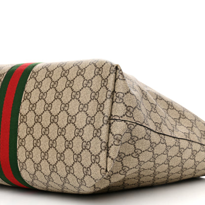 Gucci GG Supreme Monogram Textured Calfskin Web Medium Ophidia Shopping Tote Beige Ebony New Acero 10 of 10