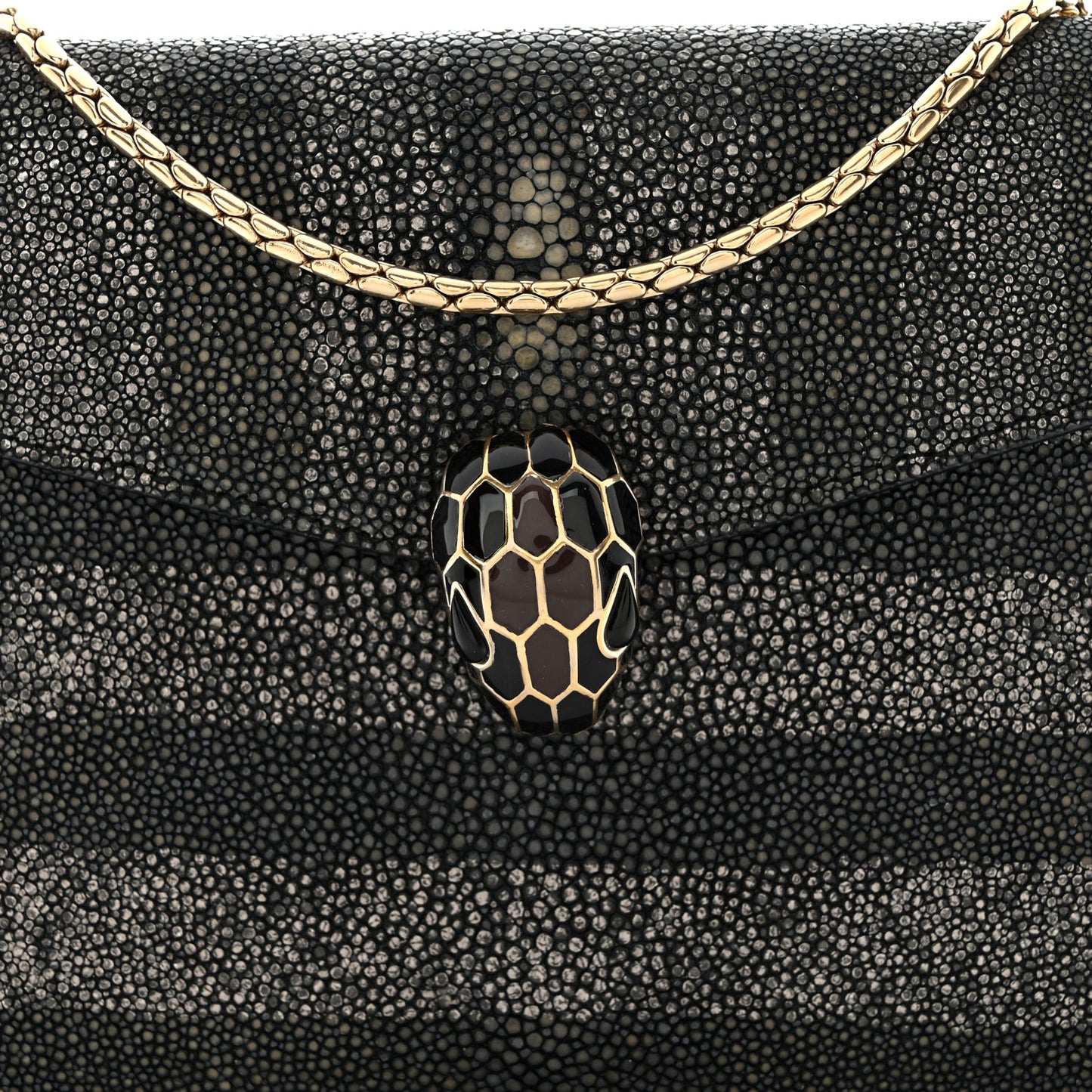 Galuchat Striped Serpenti Forever Crossbody Bag Black Grey