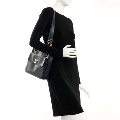 Chanel Caviar Flap Shoulder Bag Navy 2 of 22
