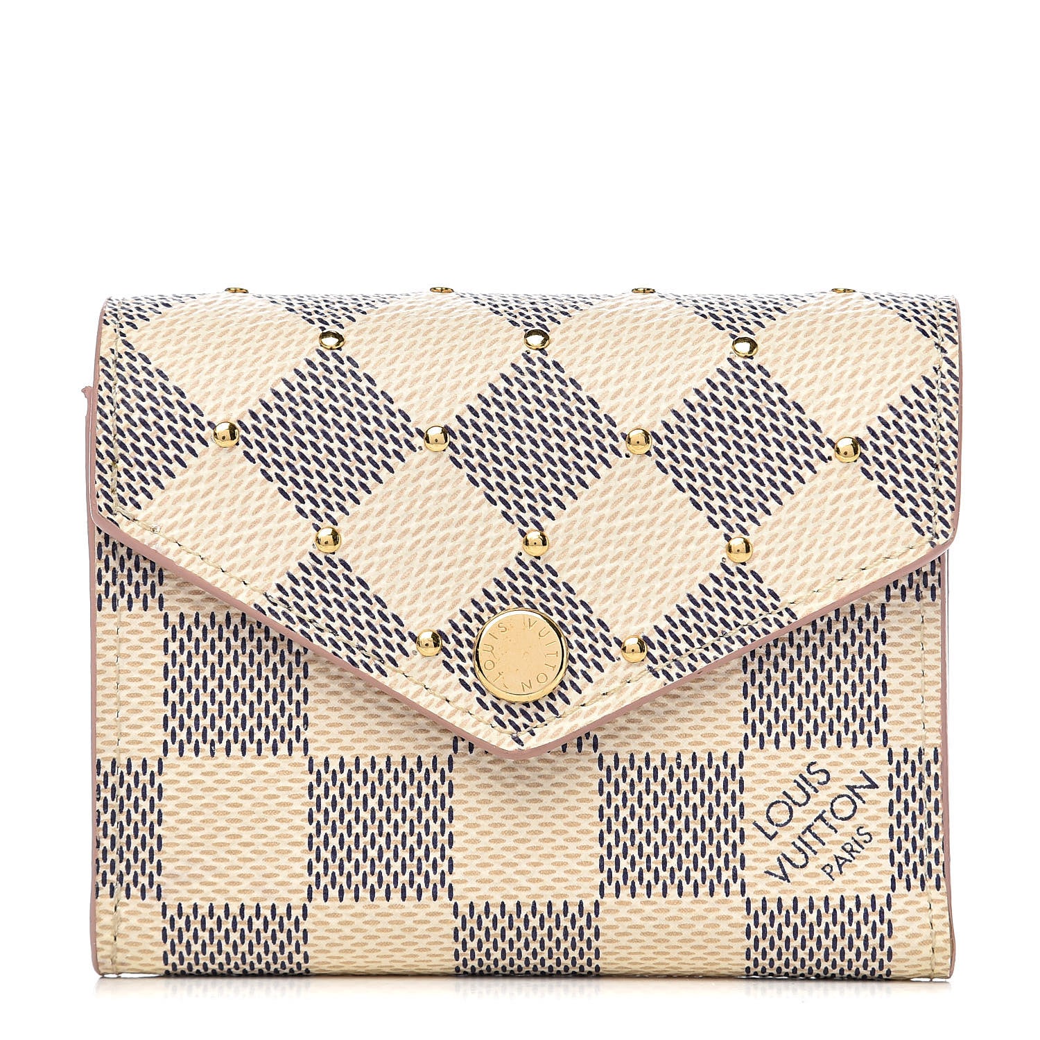 Louis Vuitton Damier Azur Studded Zoe Wallet Rose Ballerine 1 of 7