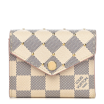 Louis Vuitton Damier Azur Studded Zoe Wallet Rose Ballerine 1 of 7
