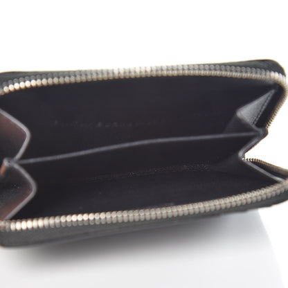 Balenciaga Smooth Calfskin Logo Everyday Zip Around Card Holder Black White 5 of 9
