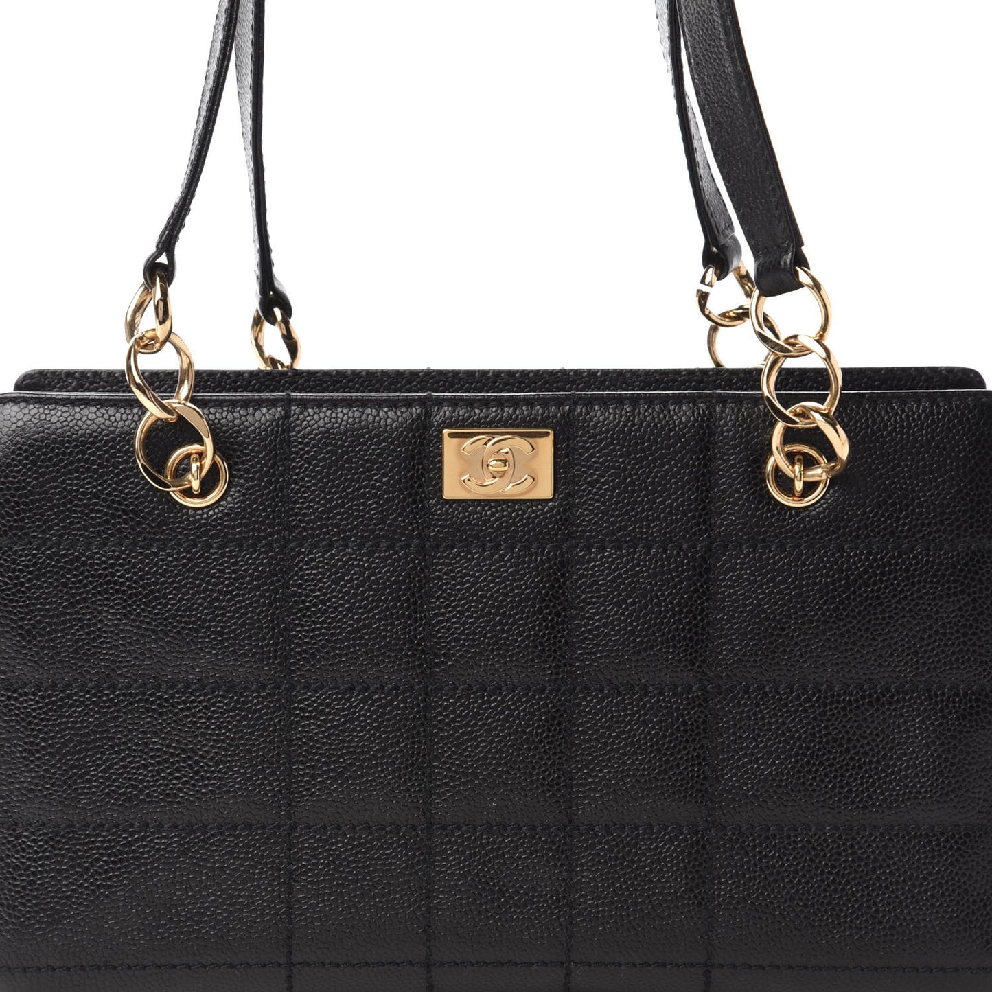 Caviar Chocolate Bar Quilted Shoulder Bag Black