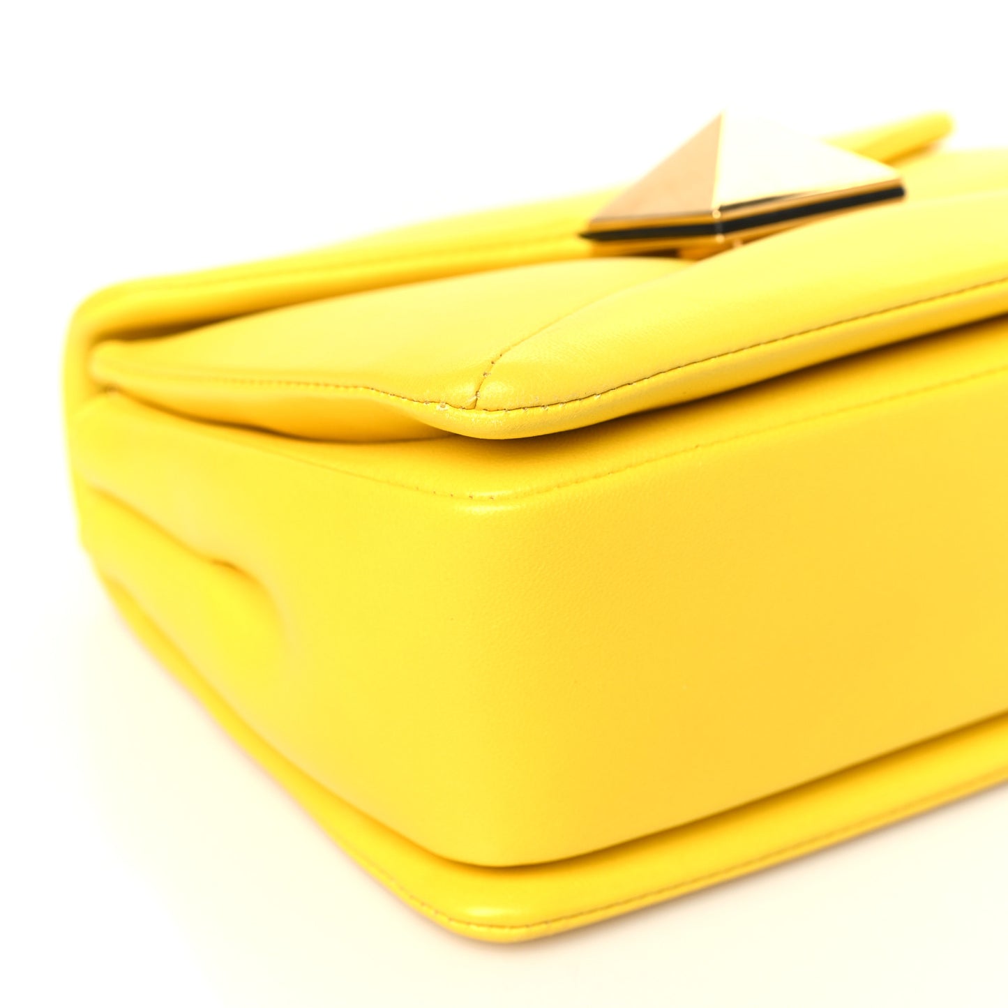 Nappa One Stud Chain Clutch Yellow