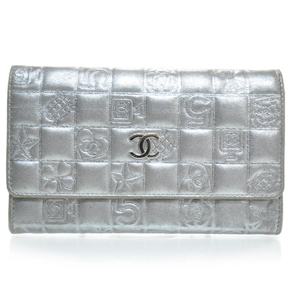 Chanel Lambskin Precious Symbols Flap Wallet Silver 2 of 9