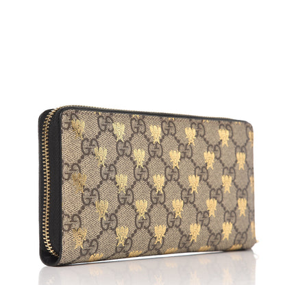 Gucci GG Supreme Monogram Bees Zip Around Wallet 3 of 14