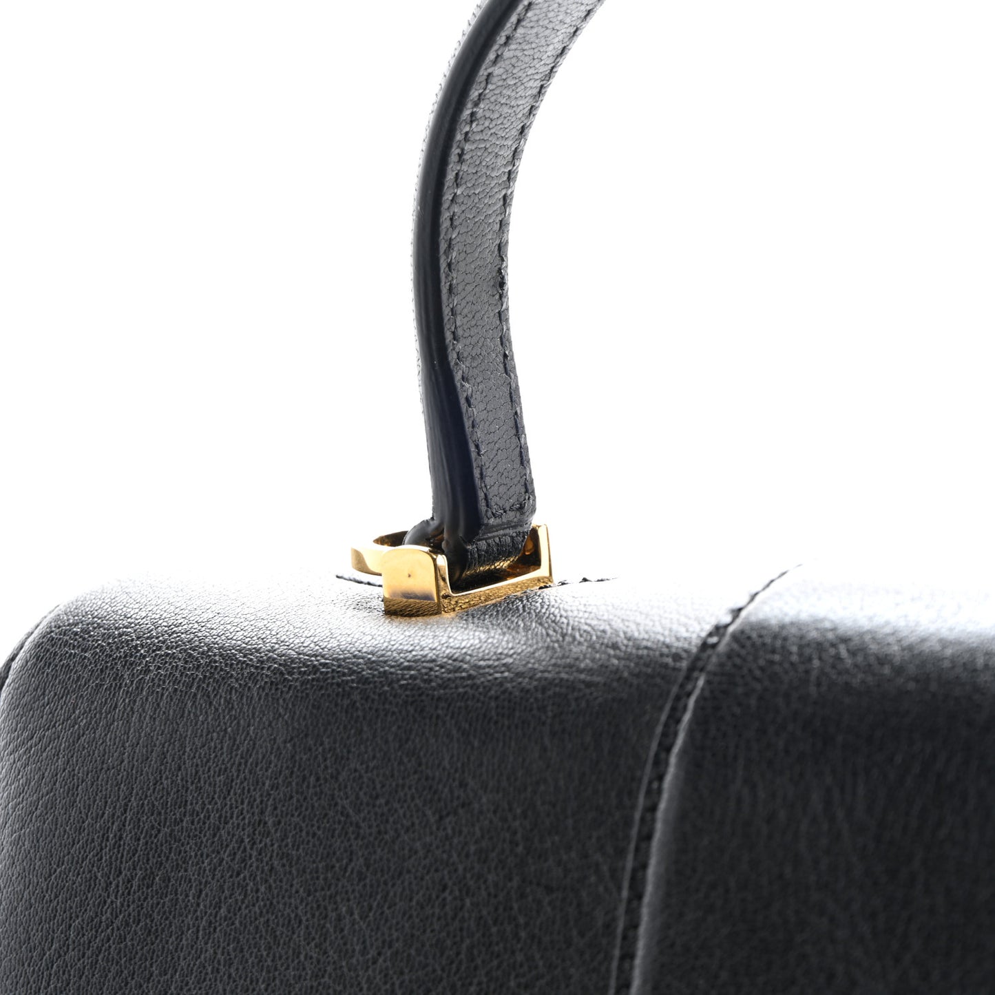 Shiny Goatskin Medium 001 Top Handle Bag Black