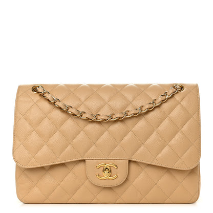 Chanel Caviar Quilted Jumbo Double Flap Beige 1 of 11