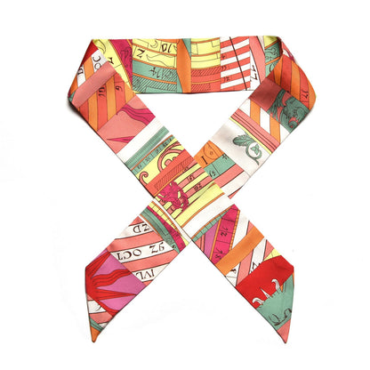 Hermes Silk Astrologie Twilly Rose Corail Vert Fluo 1 of 4
