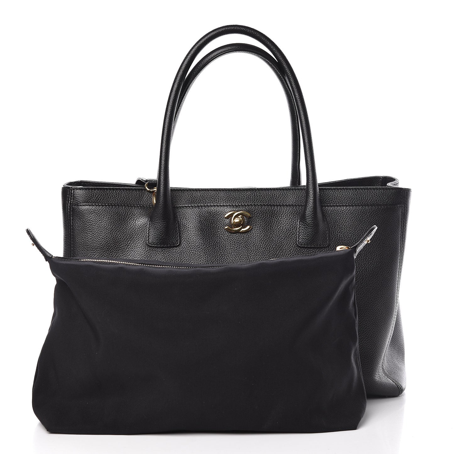 Calfskin Cerf Executive Shopper Tote Black