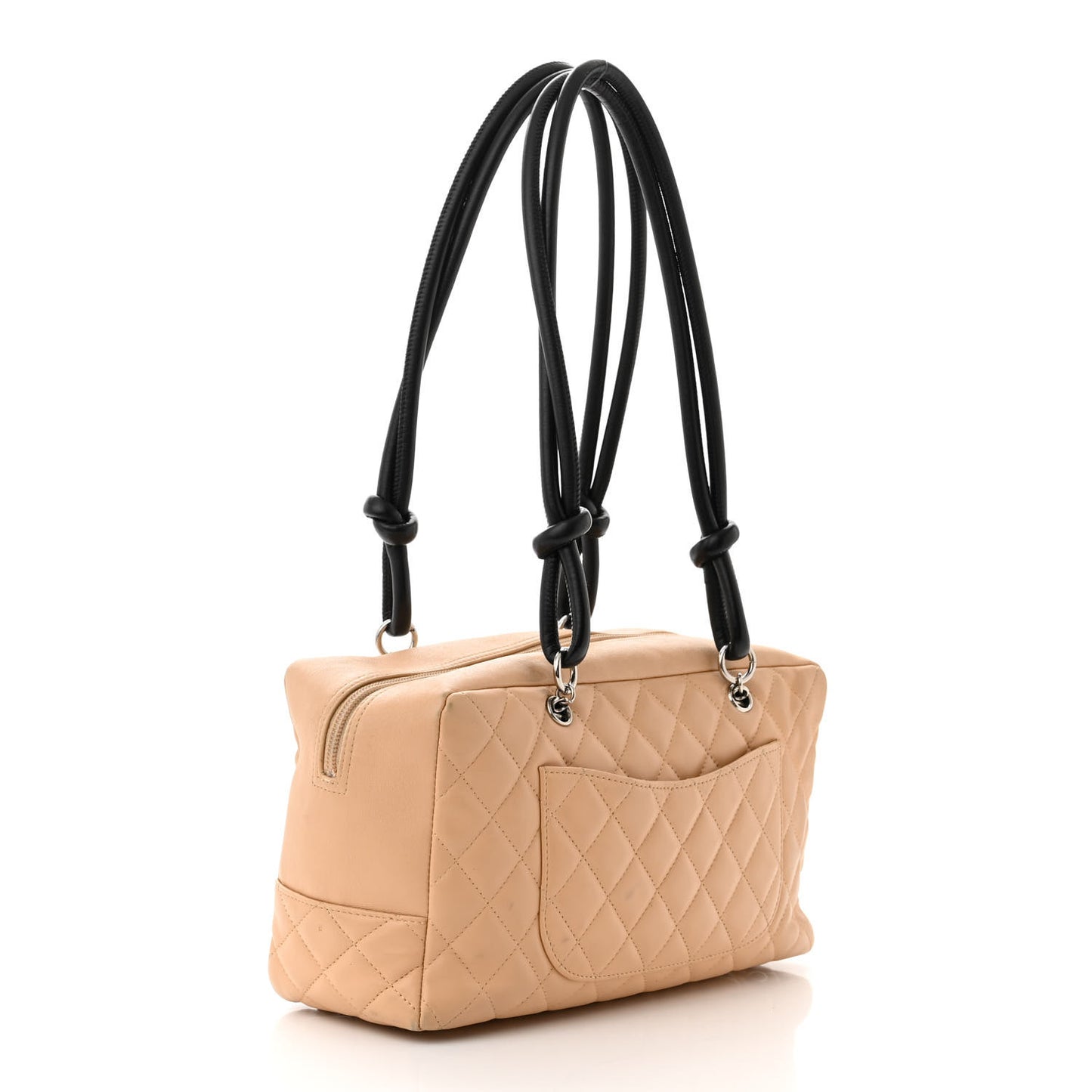 Calfskin Quilted Large Cambon Bowler Beige Black